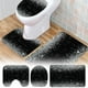thumbnail image 2 of Juego de 3 alfombras de baño plateadas brillantes y negras con purpurina, alfombra de baño y cubierta para la tapa del inodoro, 2 of 4