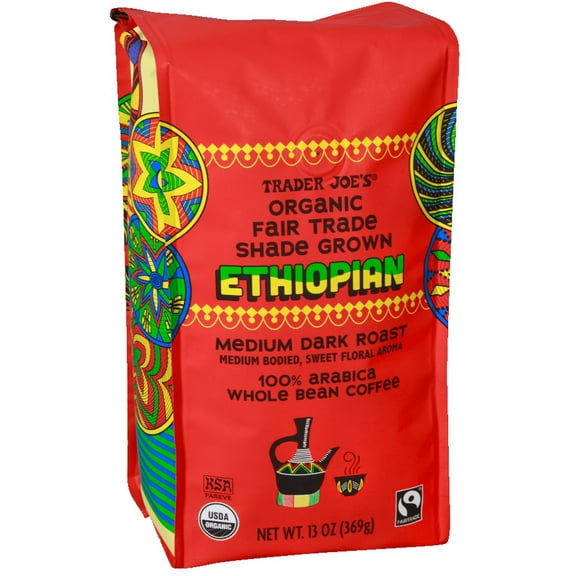 Pack of 2 - TJs Organic Fair Trade Shade Grown Ethiopian Coffee 13 Oz