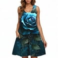 thumbnail image 2 of LOVZFMLL Robes Femmes Tendance Mode Imprimé Floral Sans Manches Col Rond Jupe Longueur Genou, 2 of 5