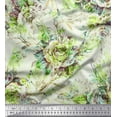 thumbnail image 1 of Soimoi Satin Silk Fabric Leaves & Rose Flower Fabric Prints by Yard 42 Inch Wide, 1 of 1