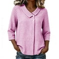 thumbnail image 2 of Women's Collar Button Quarter Sleeve Blouse, Casual Fashion Top, 2 of 6