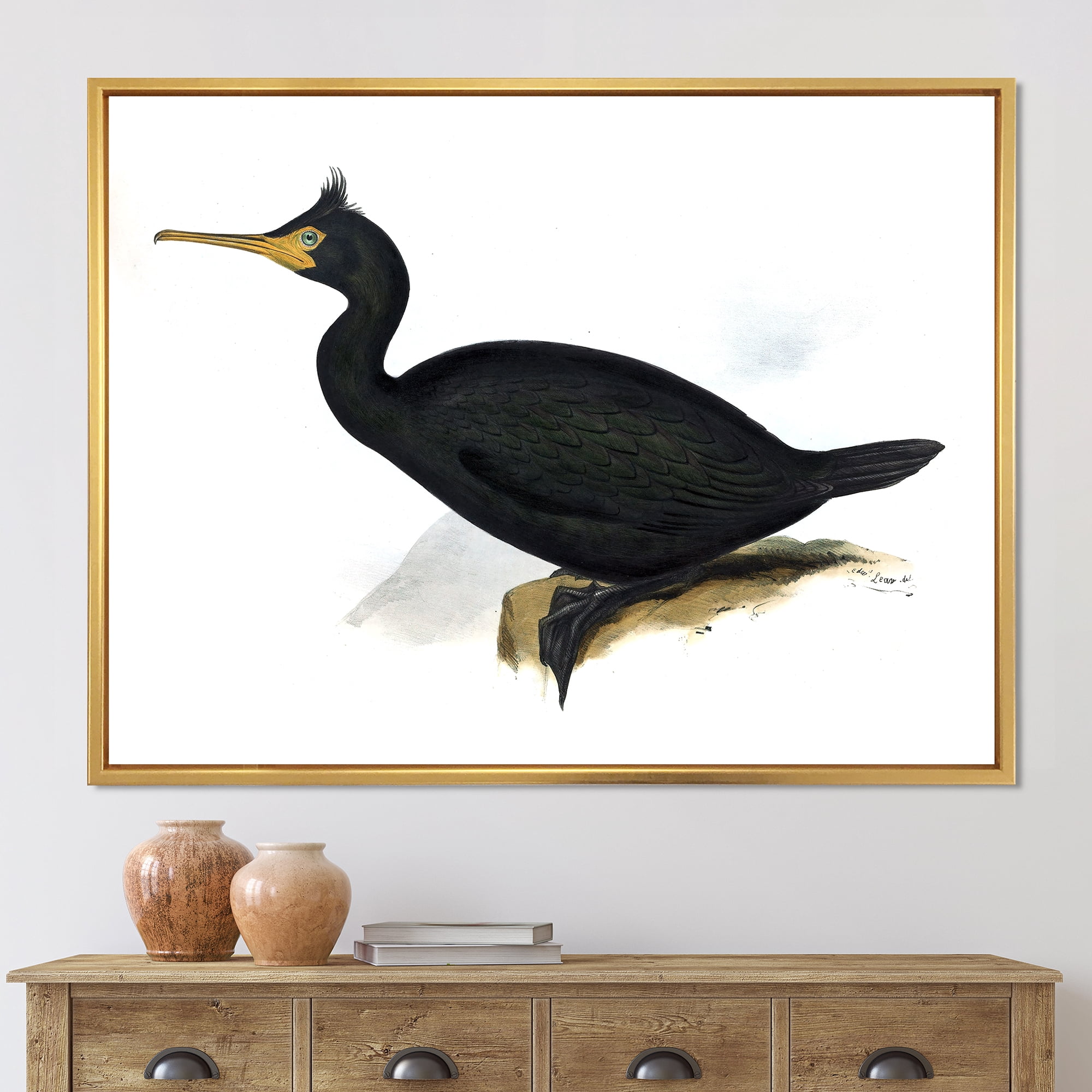 Designart 'Ancient Bird Life IV' Traditional Framed Canvas Wall Art Print