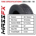 thumbnail image 3 of MASSFX SL 205/50-10 F/R Golf Cart, QUAKE 4 Gry Wheels 10x7 4/101.6 & 16 Chr Lugs, 3 of 9
