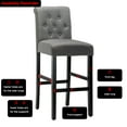 thumbnail image 4 of Bar Height Full Back Button Tufted Fabric Upholstered 28.3" Bar Stool, Gray, Set of 2, 4 of 9