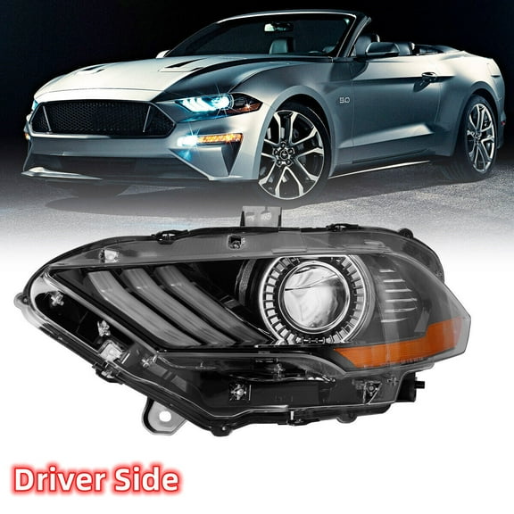 1PC LED Headlight for 2018 2019 2020 2021 2022 Ford Mustang Projector DRL -Left Driver Side