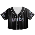 thumbnail image 2 of Lotusprinthandmade Personalized Aries Zodiac Crop Top Baseball Jersey XS-XL Multicolor, aries crop top baseball jersey shirt, birthday shirt, aries shirt, 2 of 5