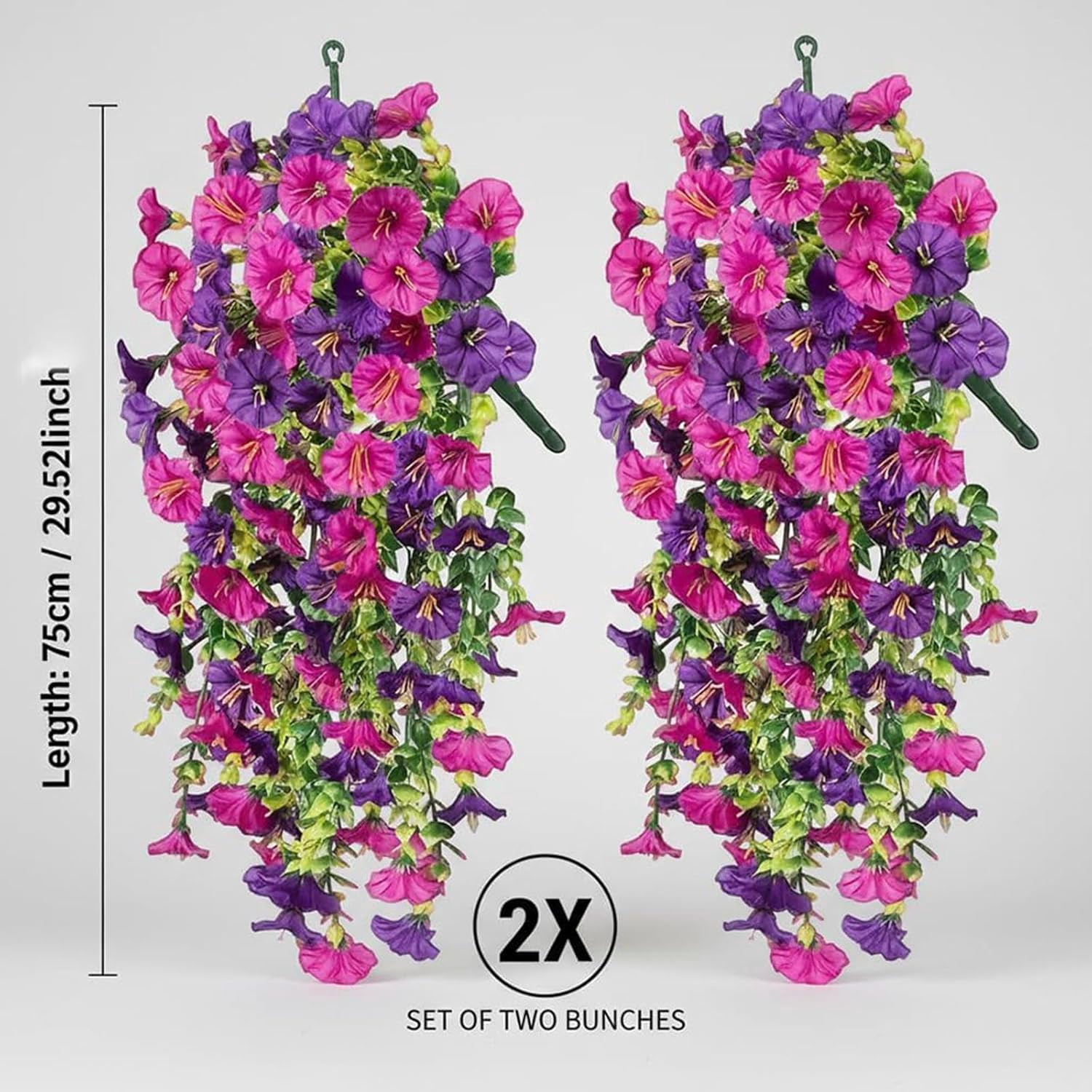 2026 New UV Resistant Hanging Artificial Morning Glory Vine, Artificial Flowers for Outdoors, Realistic Faux Flower Plants for Spring Summer Garden Porch Planters Decor