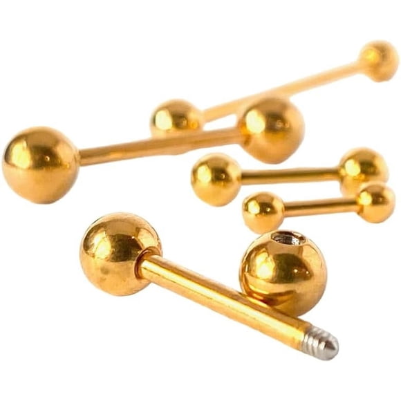 1 Pce de Belle Barre Industrielle Droite en Or IP - Langue - Tragus - Sourcils - Tétine - Bague - Bijoux pour le Ventre