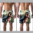thumbnail image 3 of luoweisi Men's Beach Shorts Quick Dry Swim Trunks with Mesh Lining Cartoon Dinosaur L, 3 of 5