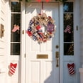 thumbnail image 3 of Patriotic Day, Memorial Day American Flag Color Burlap Mesh Wreath for Front Door Independence Day 4th of July Wreath for Indoor and Outdoor (16inch), 3 of 5