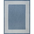 thumbnail image 3 of 5x8 Water Resistant, Indoor Outdoor Rugs for Patios, Front Door Entry, Entryway, Deck, Porch, Balcony | Outside Area Rug for Patio | Blue, Striped Border | Size: 5'3'' x 7'3'', 3 of 8