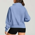 thumbnail image 7 of Jinhomg Women's Sports Sweatshirt Lightweight Comfy Half Zip Thumb Hole Pullover Casual Loose Long Sleeve Lapel Collar Sweat Shirt with Pocket Clearance Items for Women Blue XL, 7 of 7