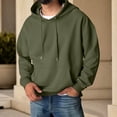 thumbnail image 2 of Delconic Mens Pullover Hoodie Long Sleeve Casual Athletic Sweatshirt with Kangaroo Pocket Drawstring Hood Relaxed Fit Army Green L, 2 of 6