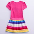 thumbnail image 2 of Toddler Kid Little Girls Short Sleeve Cartoon Rainbow Unicorn Dress Casual Dress, Rose Red 7T, 2 of 9