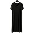 thumbnail image 2 of LIaqionyy Womens Nightshirt Nightgown Short Sleeve Casual V Neck Sleepshirt Sleepwear Soft Pajamas Dress, 2 of 6