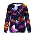 thumbnail image 4 of Jsaierl Women's Halloween Shirts Funny Pumpkin Ghost Print Tees Loose Fit Round Neck T-shirt Long Sleeve Dressy Casual Blouse Tops Halloween Party Supplies, 4 of 5