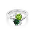 thumbnail image 3 of Gem Stone King 925 Sterling Silver Green Peridot Green Nano Emerald Ring for Women | 1.54 Cttw | Heart Shape 6MM | Gemstone August Birthstone | Available in Size 5, 6, 7, 8, 9, 3 of 4
