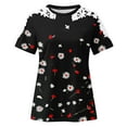 thumbnail image 6 of Hvot&aat Womens Cute T-Shirt Round Neck Short Sleeve Lace Crochet Blouses Wildflower Graphic Tees Spring/Summer Clothing, 6 of 6