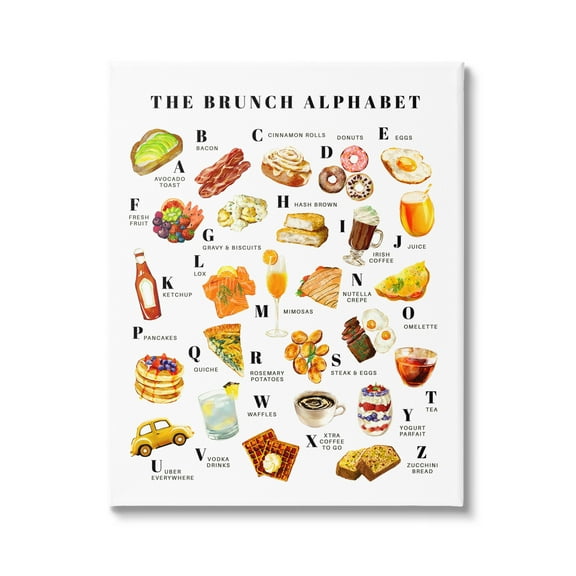Stupell Industries The Brunch Alphabet Food Treats ABC Illustrations,36 x 48, Design by Ziwei Li