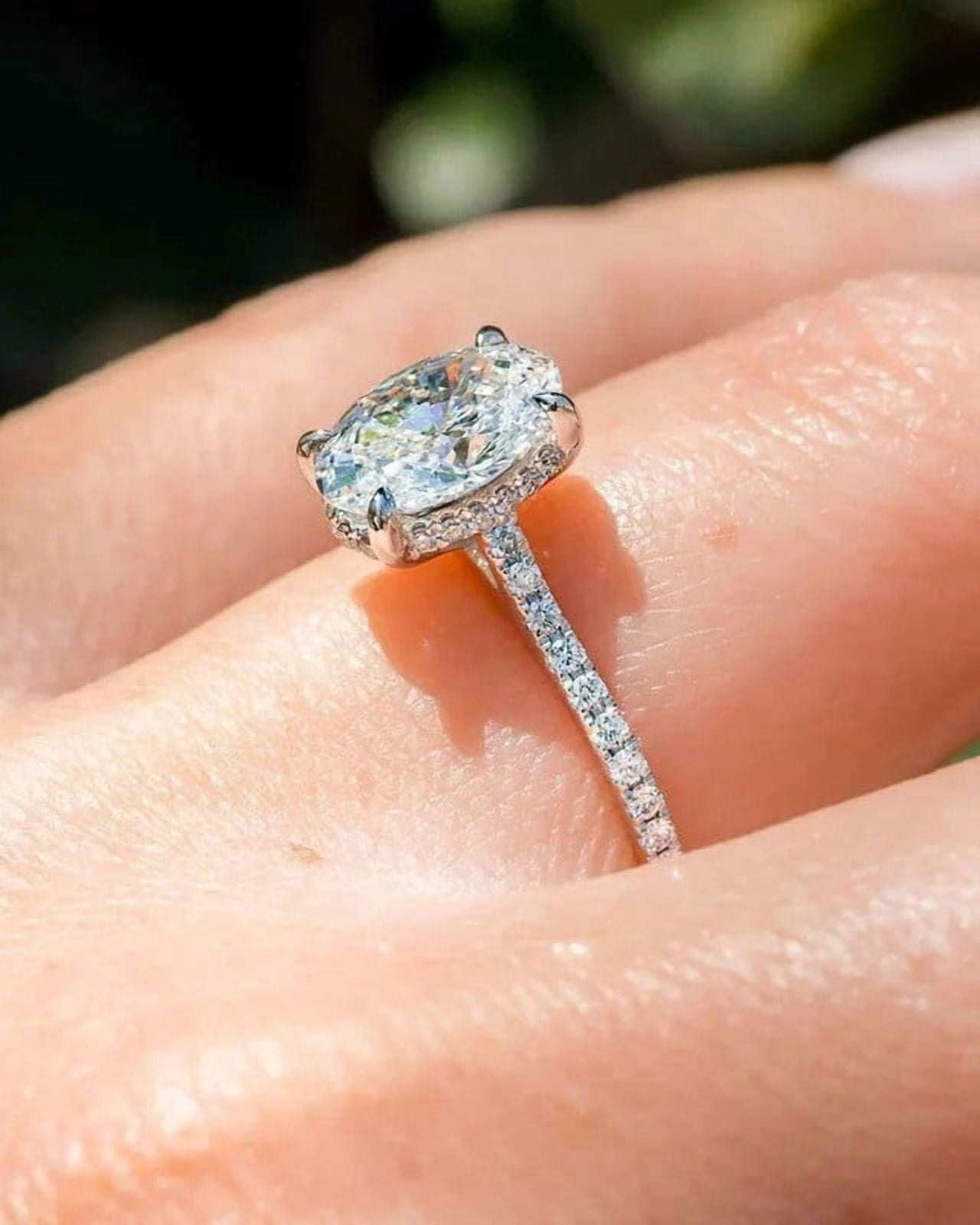 solitaire jewels 2.75CT Oval Moissanite Hidden Halo Engagement Ring For Women, 14K Yellow Gold