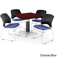 thumbnail image 5 of ofm core collection breakroom bundle, 36" square metal mesh base multi-purpose table in mahogany, 4 stars stacking chairs in coral pink (pkg-brk-017-0040), 5 of 5