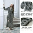 thumbnail image 3 of AMITOFO Fleece Robe for Women Soft Warm Long Plush Bathrobe Slim Elastic Waist Sleepwear Housecoats, 3 of 6
