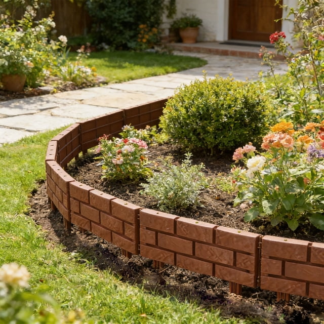 Paneles de valla de plástico para jardín | Paquete de 4 bordes decorativos para macizos de flores, bordes de césped y protección de plantas