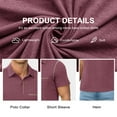 thumbnail image 5 of QDG Mens Polo Short Sleeve Shirt Casual Summer Classic Collared T-Shirt Basic Button Tee with Pocket Wine Red L, 5 of 8
