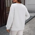 thumbnail image 5 of ManxiVoo Women's Casual Solid Color Round Neck Sweatshirt Long Sleeve Shoulder Button Detail Autumn Pullover Top S Size White, 5 of 8
