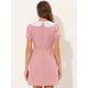 thumbnail image 4 of Vestido entallado y con vuelo de manga corta abullonada con cuello Peter Pan en contraste para mujer Rosa M, 4 of 5