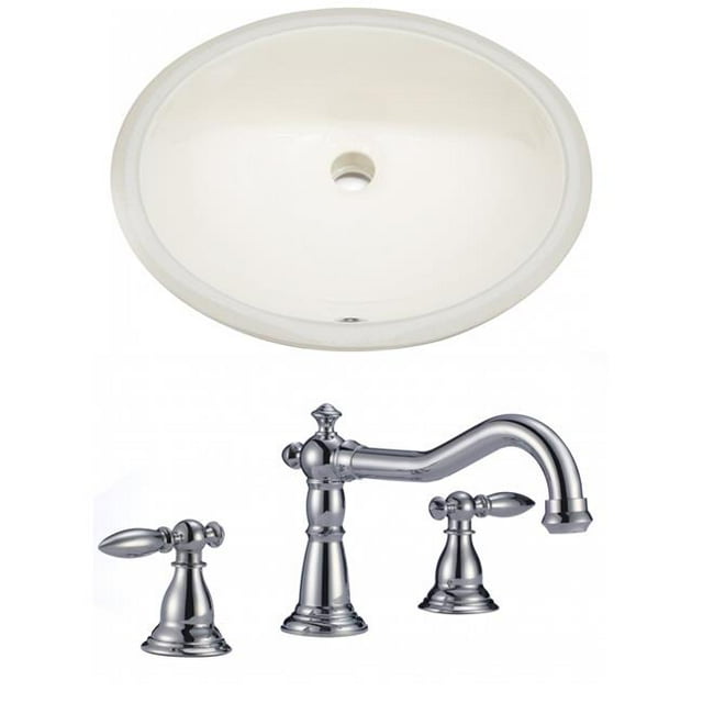 American Imaginations AI-22709 Évier Ovale de 19,75 Po en Biscuit - Chrome Hardware