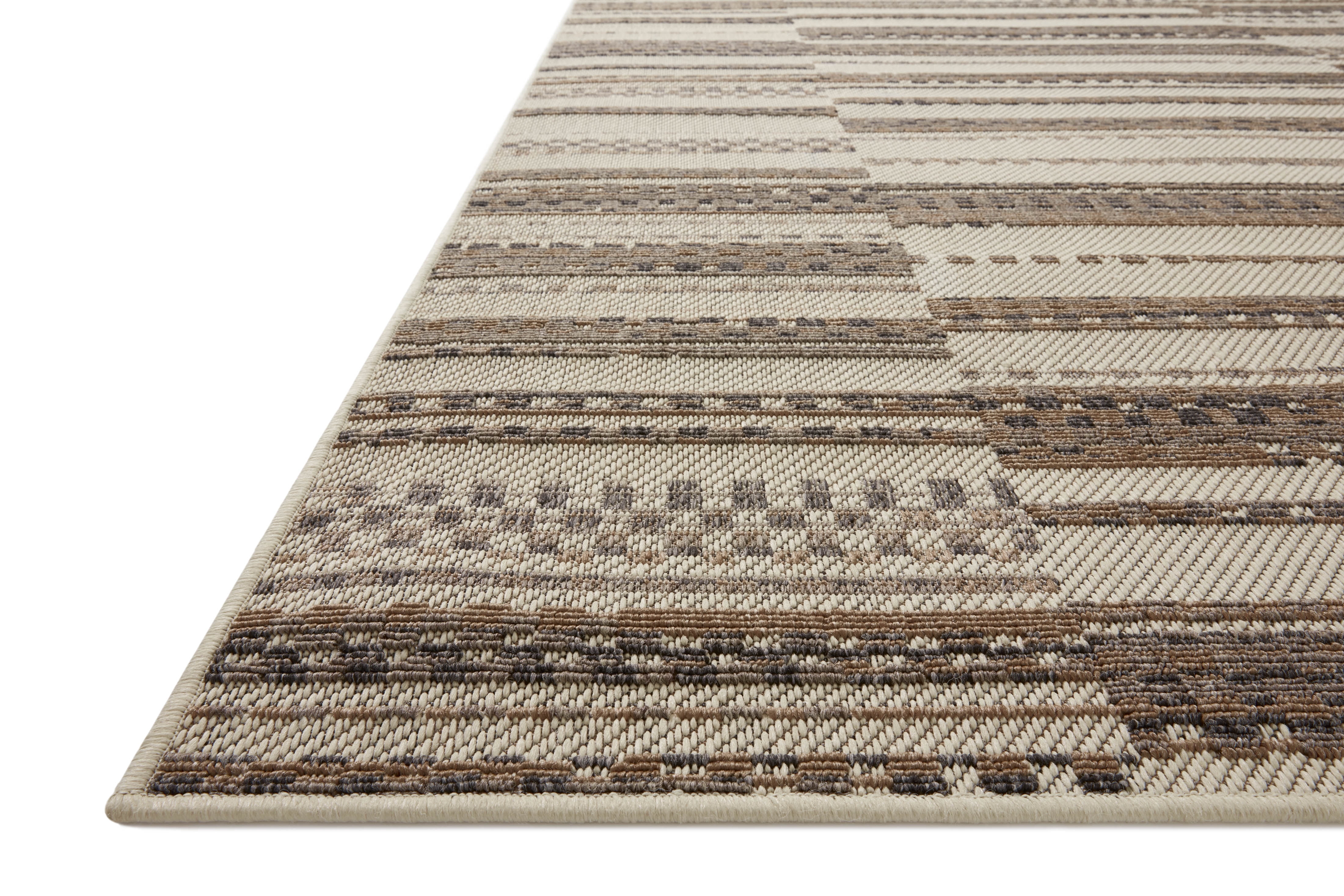 Indoor Outdoor Loloi Rainier Ivory / Taupe 2'-3" x 7'-7" Runner Rug
