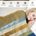 thumbnail image 3 of Fenyluxe Striped Pattern Blue Yellow Brown Flannel Throw Blanket Bedding Cozy Lightweight for Couch Sofa Bed Adults All Seasons Long-Lasting 40x50in, 3 of 6