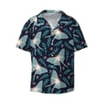 thumbnail image 3 of Goofa Glowing Butterfly Printed Men's Casual Short-sleeved Shirt,Lightweight Breathable Button-down,Summer Casual men's top,Versatile Fashion shirt-3X-Large, 3 of 7