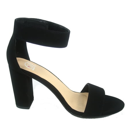 - Elton-s Open Toe Ankle Chunky Heels Sandals