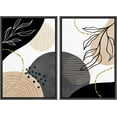 thumbnail image 3 of IDEA4WALL 2 Panels Framed Canvas Print Wall Art Set Mid-Century Nordic Geometric Ring Plants Abstract Modern Art Boho Multicolor Chic Artwork Housewarming Decor - 24"x36"x2 Panels Black, 3 of 5