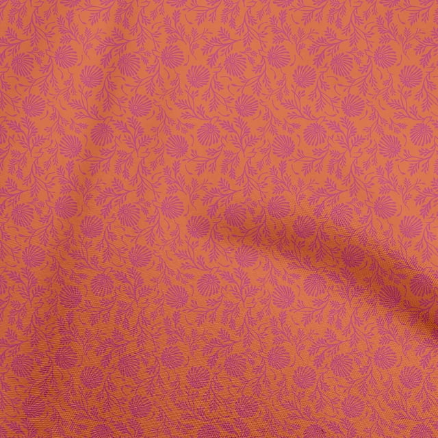 oneOone Polyester Spandex Orange Fabric Asian Block Sewing Material Print Fabric By The Yard 56 Inch Wide