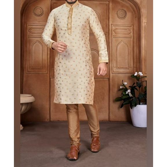 Nazon Brand -Panjabi Sherwani Style With Pajama|Men's Punjabi |Men's Regular Fit Panjabi | Beautiful Men's Wear | Men's Slim-Fit Panjabi | Traditional Party Wear |Cream Color