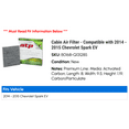 thumbnail image 2 of Cabin Air Filter - Compatible with 2014 - 2015 Chevy Spark EV, 2 of 2