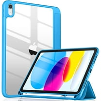 Compatible with iPad (A16) 11th Generation Case 11 Inch 2025, for iPad 10th Generation Case 10.9 Inch 2022 with Pencil Holder, Trifold Stand Protective Clear Back Shell, Auto Wake/Sleep, Blue