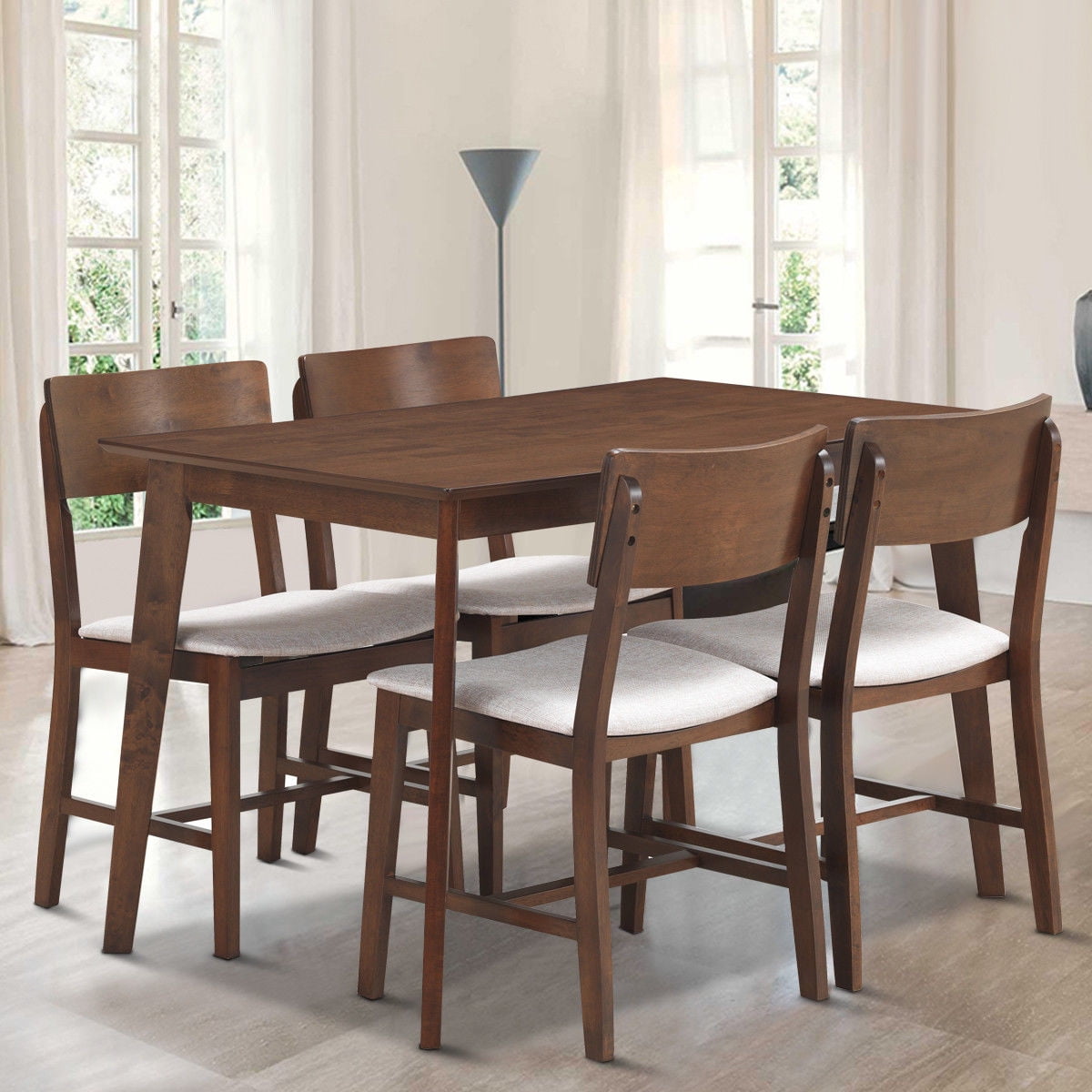 Gymax 5 PCS Mid Century Modern Dining Table Set Kitchen Table 4