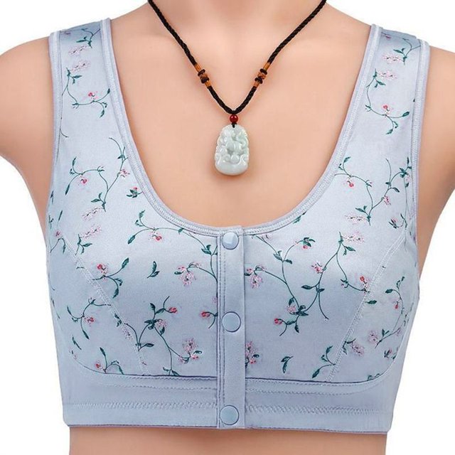 AMERTEER Wome No Steel Ring Front Button Vest Style Floral Print Bra