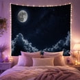 thumbnail image 2 of Full Moon Above Silver-Lined Clouds, Peaceful Celestial Art for Space Lovers, Night Sky Decor, Housewarming Gift, Tapestry Wall Hanging for Bedroom and Living Room, 2 of 7
