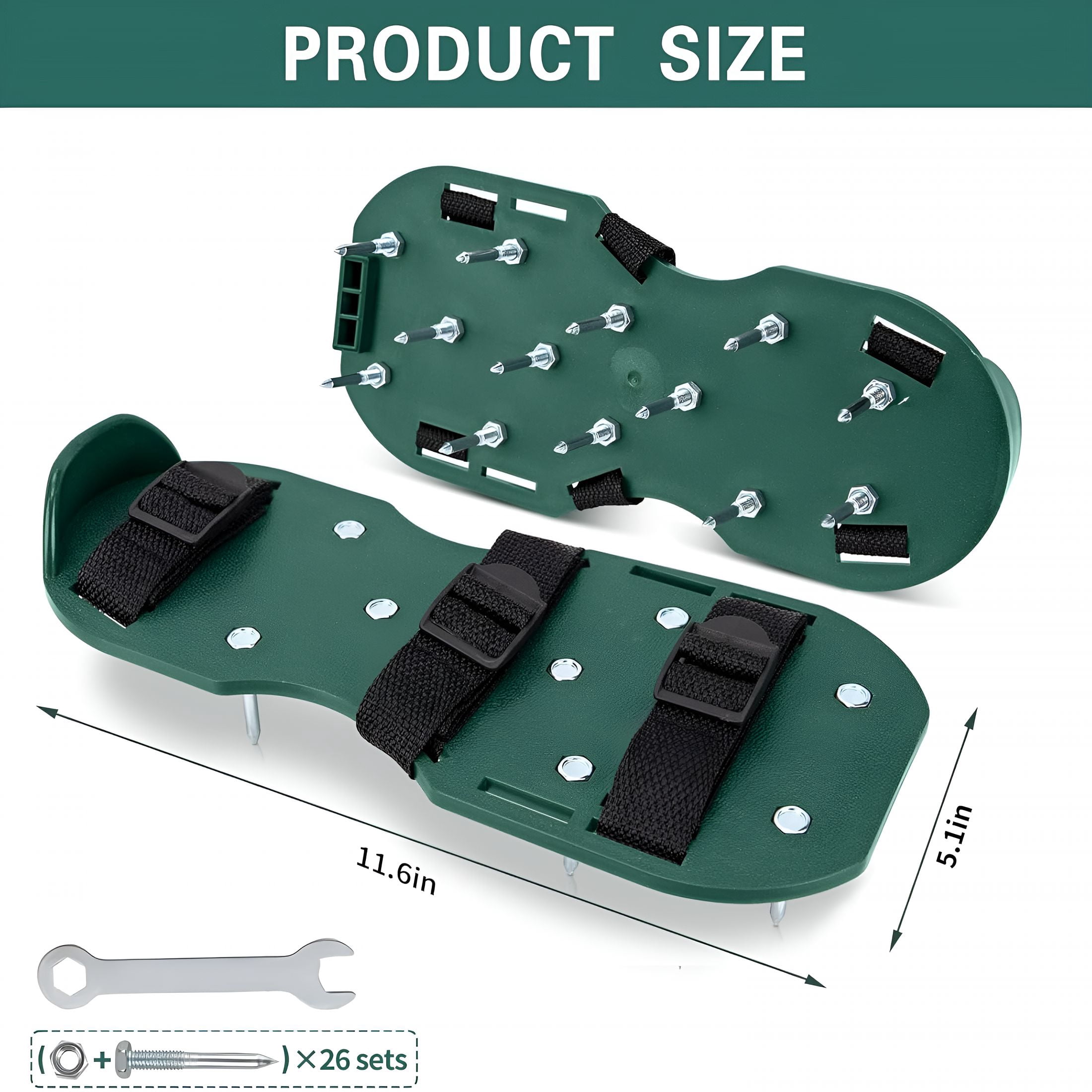 ZHZFKQ Lawn Aerator Shoes, One Size Fits All Aerator Shoes with Adjustable Triple Straps, Easy Walk-On Aeration with Heavy Duty Metal Spikes for Yard & Garden Use