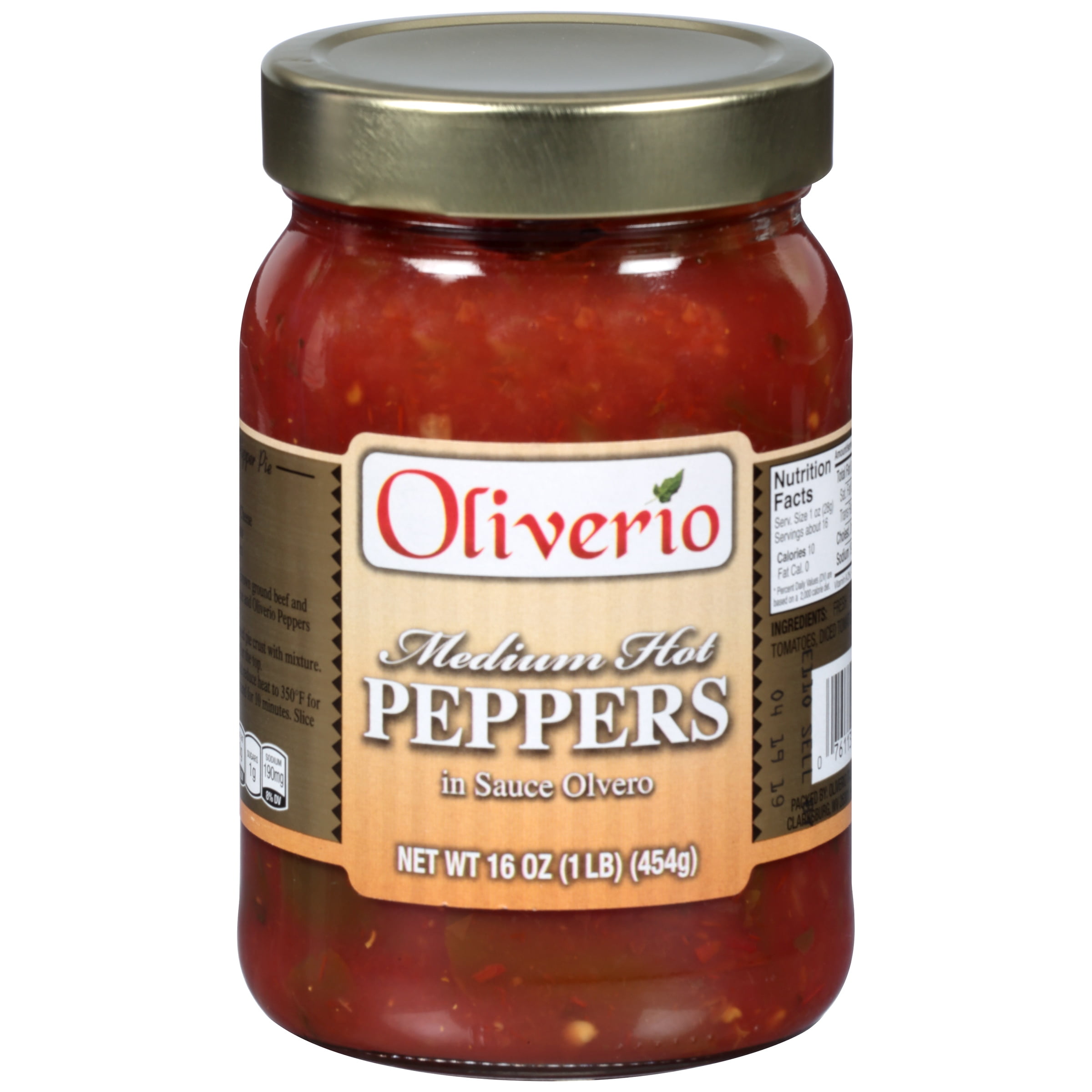 Oliverio Medium Hot Peppers in Sauce Olvero, 16 oz