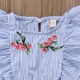 thumbnail image 5 of Kids Girl Flower Striped Ruffle Romper Summer Blue Jumpsuit Outfits Clothes, 5 of 5