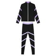 thumbnail image 3 of YEAHDOR Kids Girls Sports Yoga Suit Long Sleeve Stripes Rhinestones Sweatshirt with Pants Jogging Outfit Light Purple 8, 3 of 5