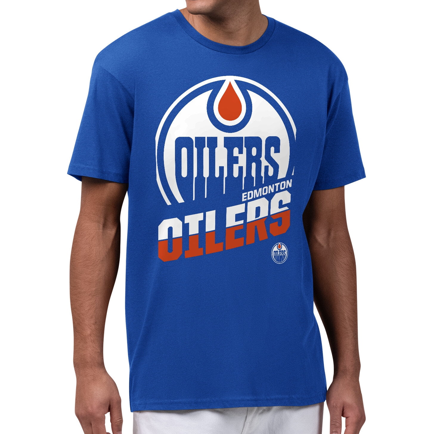 Men's Starter Royal Edmonton Oilers Logo Zoom T-Shirt