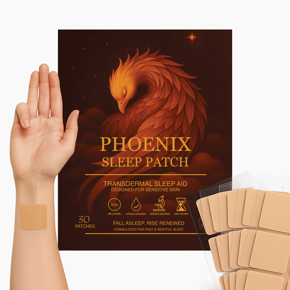 Phoenix Sleep 5mg Melatonin Sleep Patches for Adults – Extra Strength for Deep Restful Sleep & Recovery - Transdermal Sleep Aid with Lavender, Valerian, 5HTP – Non-Habit Forming Sleeping Patch – 30ct