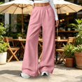 thumbnail image 7 of GiLiling Teen Girls Barrel Sweatpants High Waisted Fleece Baggy School Sweat Pants Barrel Leg Pants High Waisted Baggy Fit Pants (Pink, 11-12 Years), 7 of 7